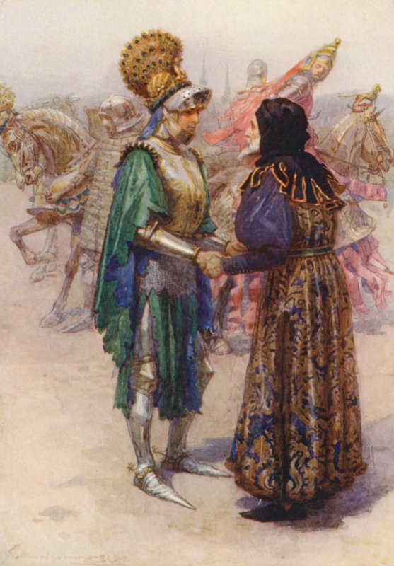 Shakespeare, Král Richard II (barevná litografie) od Gertrude E. Demain (after) Hammond