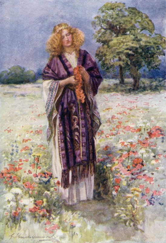 The Fair Serena (barevná lito) od Gertrude E. Demain (after) Hammond
