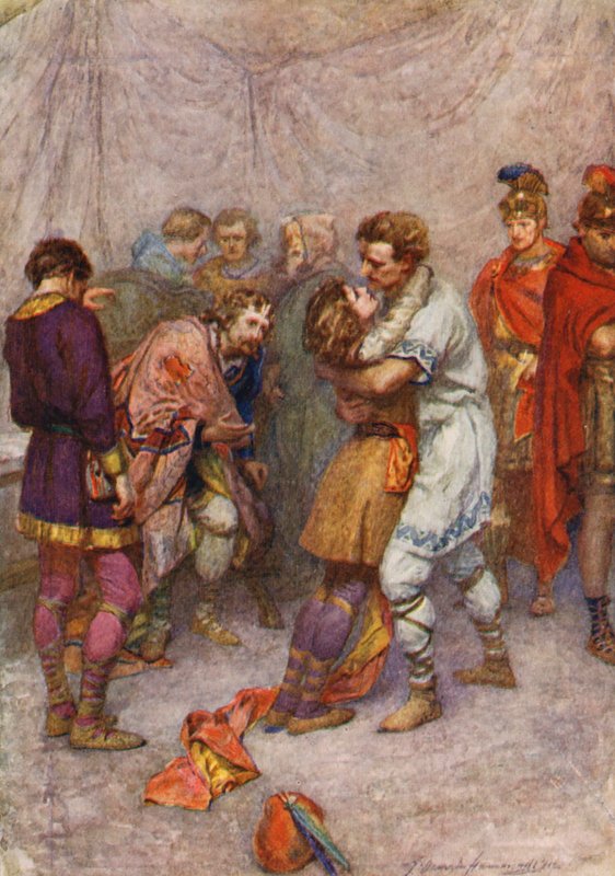 Hra Williama Shakespeara: Cymbelín (barevná litografie) od Gertrude E. Demain (after) Hammond