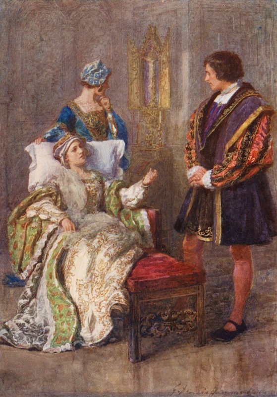 Hra Williama Shakespeara: (barevná litografie) od Gertrude E. Demain (after) Hammond