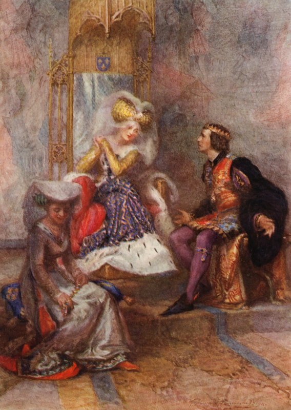 Hra Williama Shakespeara: (barevná litografie) od Gertrude E. Demain (after) Hammond