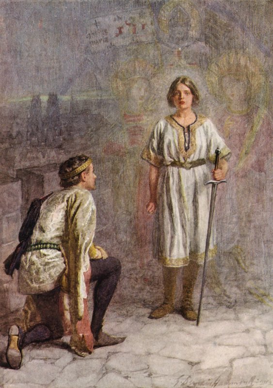 Hra Williama Shakespeara: (barevná litografie) od Gertrude E. Demain (after) Hammond