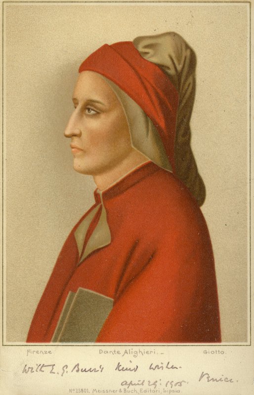 Dante Alighieri (asi 1265-1321), italský básník (chromolit) od Giotto di Bondone