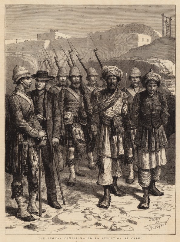 Afghánská kampaň, vedla k popravě v Kábulu (rytina) od Godefroy Durand