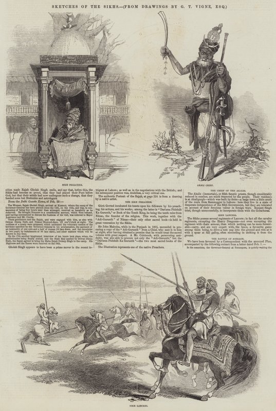 Náčrtky Sikhů od Godfrey Thomas Vigne