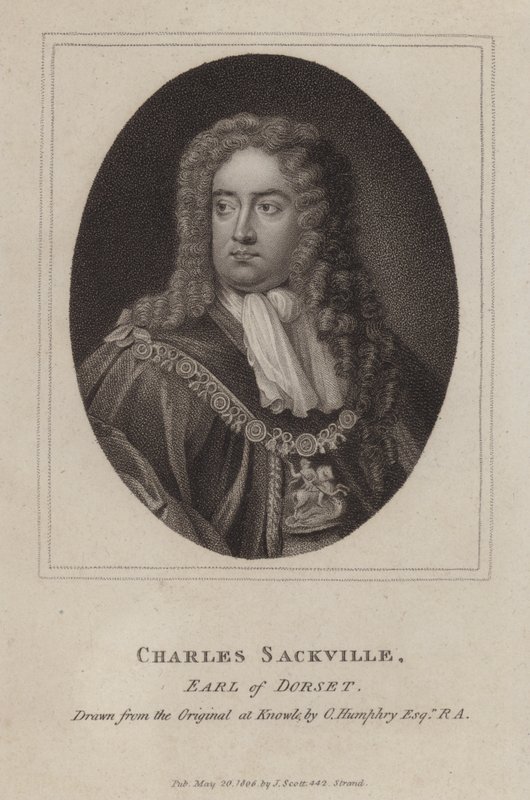 Charles Sackville, 6. hrabě z Dorsetu, anglický básník a dvořan (rytina) od Godfrey (after) Kneller
