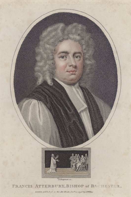 Francis Atterbury, biskup z Rochesteru (barevná rytina) od Godfrey (after) Kneller