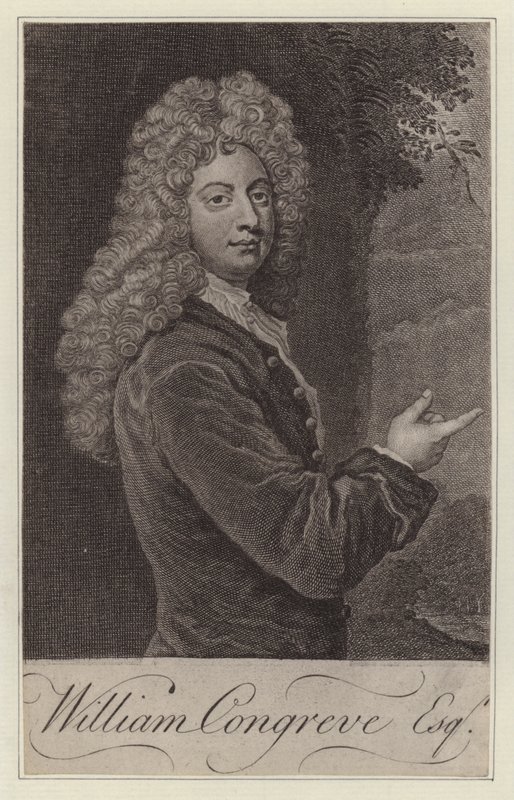 William Congreve , anglický dramatik (rytina) od Godfrey (after) Kneller