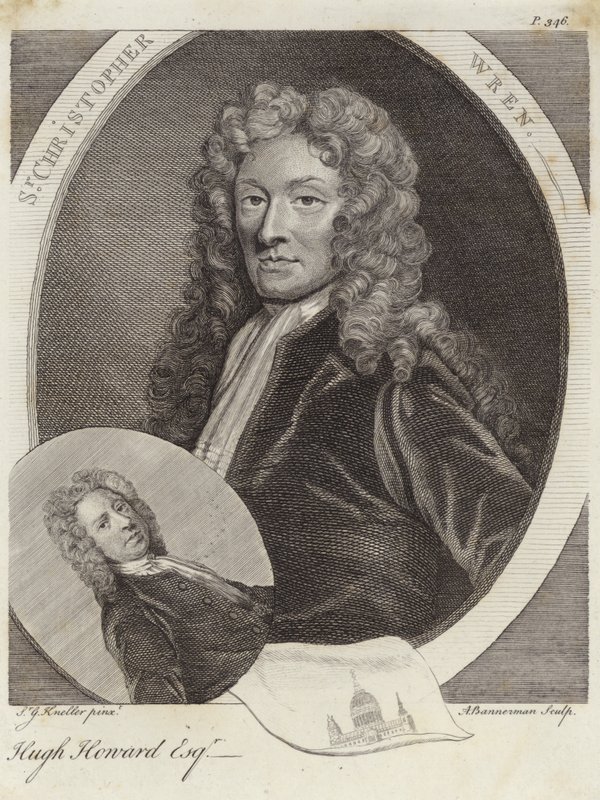 Sir Christopher Wren a Hugh Howard od Godfrey Kneller