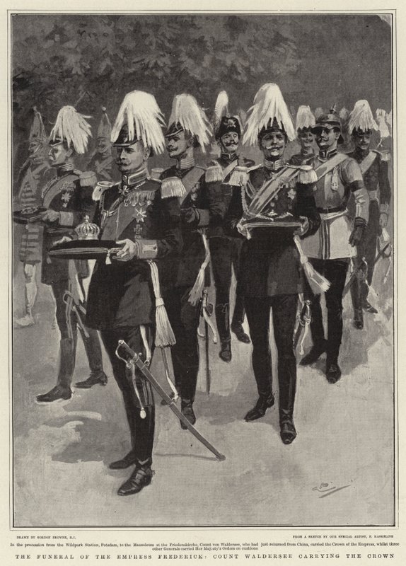 Pohřeb císařovny Fridricha, hraběte Waldersee nesoucího korunu od Gordon Frederick Browne