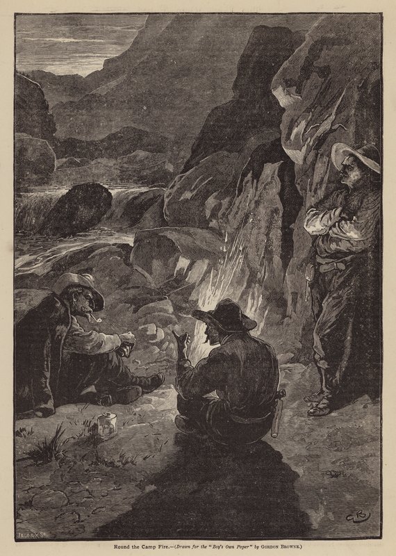 Kolem táborového ohně (litografie) od Gordon Frederick (after) Browne