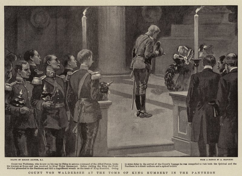 Hrabě von Waldersee u hrobky krále Humberta v Pantheonu od Gordon Frederick Browne
