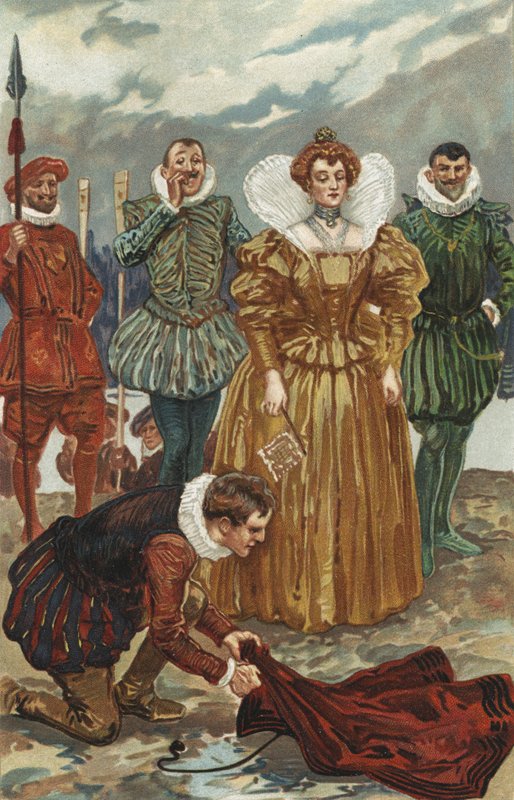 Sir Walter Raleigh nabízí svůj plášť královně Alžbětě I od Gordon Frederick Browne