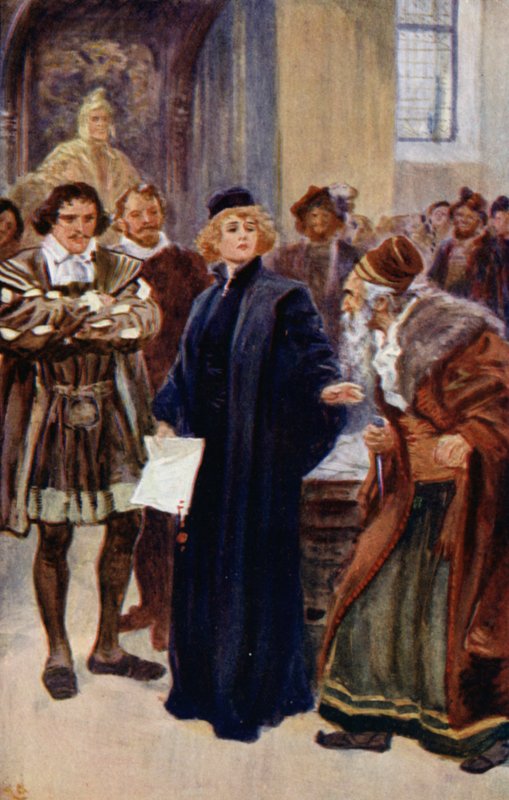 "Trochu se zastav, Žide," řekla Portia od Gordon Frederick Browne
