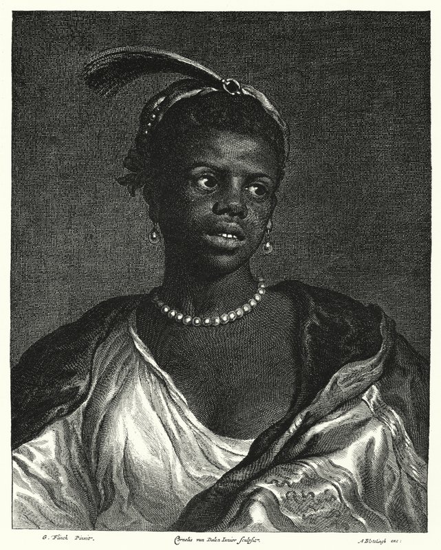 Portrét černošky (rytina) od Govaert (after) Flinck