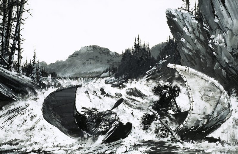 Alexander Mackenzie začíná svou výpravu za cestou napříč Kanadou sjížděním řeky, při kterém se mu ježí vlasy. od Graham Coton