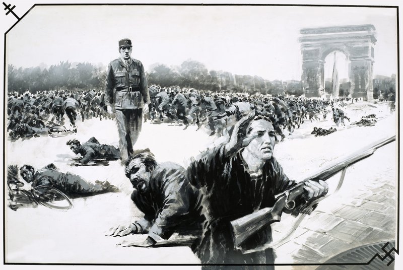 Charles de Gaulle na vítězné procházce po Champs Elysées během osvobození Paříže. od Graham Coton