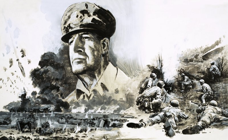 Douglas MacArthur se scénami vylodění v den D od Graham Coton
