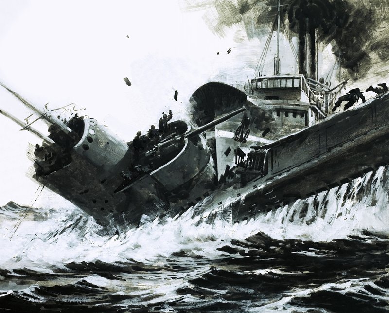 V roce 1930 narazil v Čínských mořích parník Yuta o výtlaku 2 000 tun do boku ponorky Poseidon. od Graham Coton