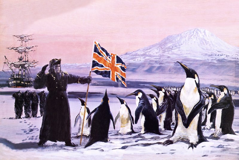 James Clark Ross zasadil v roce 1840 do antarktického ledu vlajku Union Jack. od Graham Coton