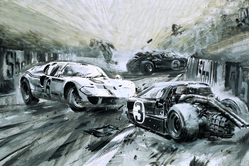 Závod v Le Mans v roce 1967 (kvaš na papíře) od Graham Coton