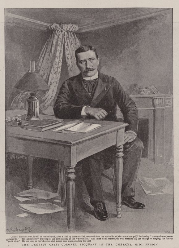 Případ Dreyfus, plukovník Picquart ve věznici Cherche Midi litho od Gribayedoff