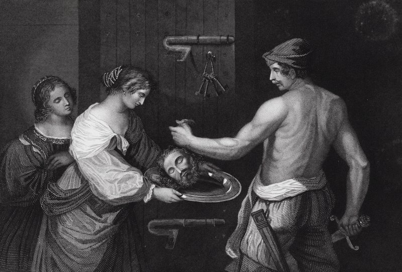 Hlava Jana Křtitele přivezená na vozíku, Matouš, kap. XIV, verš 6 od Guercino (1591 1666) (after)