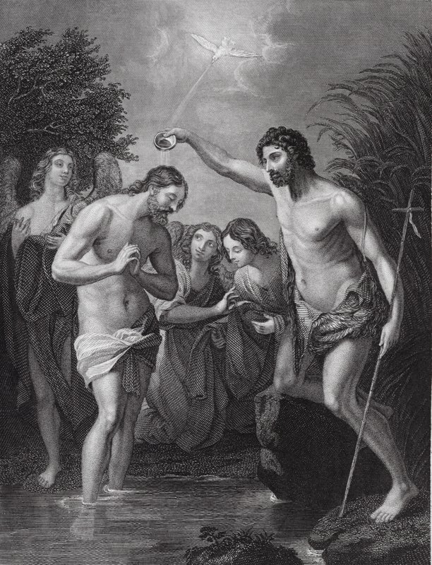 Svatý Jan křtí (rytina) od Guido (after) Reni