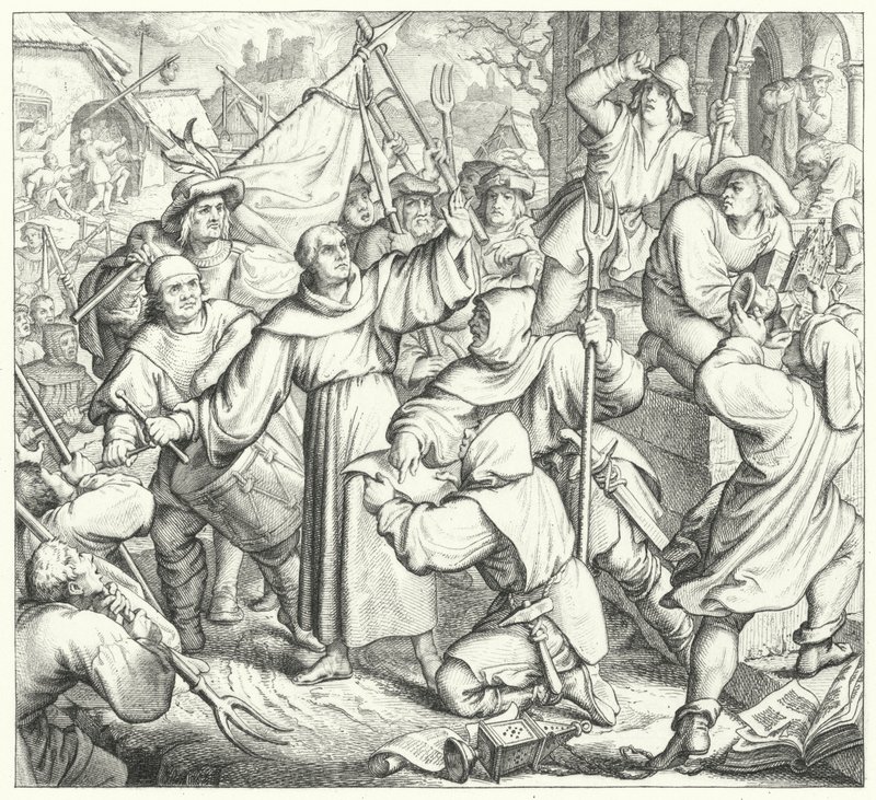 Martin Luther káže proti rebelům a rolnické válce (rytina) od Gustav Ferdinand Leopold Konig