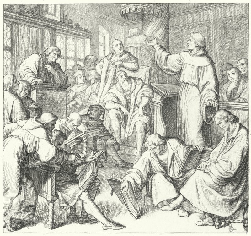 Debata v Lipsku, Andreas Karlstadt, Johann Eck a Martin Luther, 1519 od Gustav Ferdinand Leopold Konig