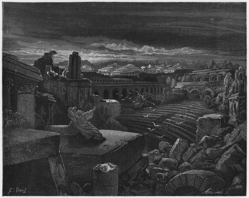 Gustave Dore Bible: Izajášova vize o zničení Babylonu od Gustave Dore