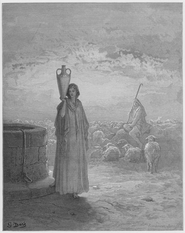Gustave Dore Bible: Jacob chová stáda Labans od Gustave Dore