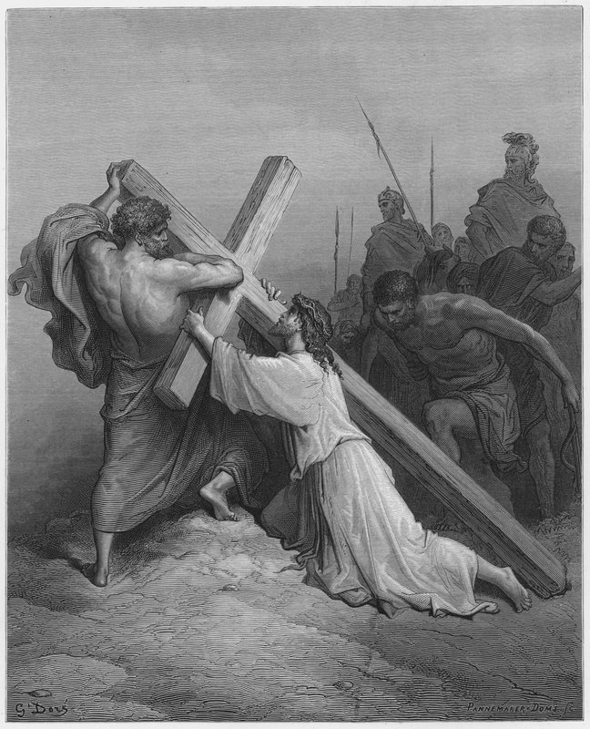 Gustave Dore Bible: Ježíš padající pod křížem od Gustave Dore