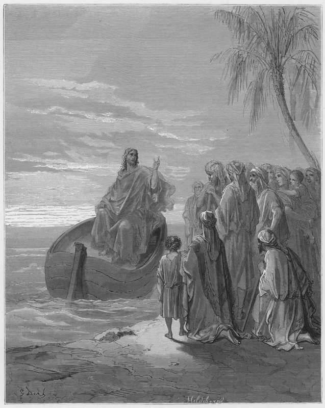 Gustave Dore Bible: Ježíš káže u Galilejského jezera od Gustave Dore
