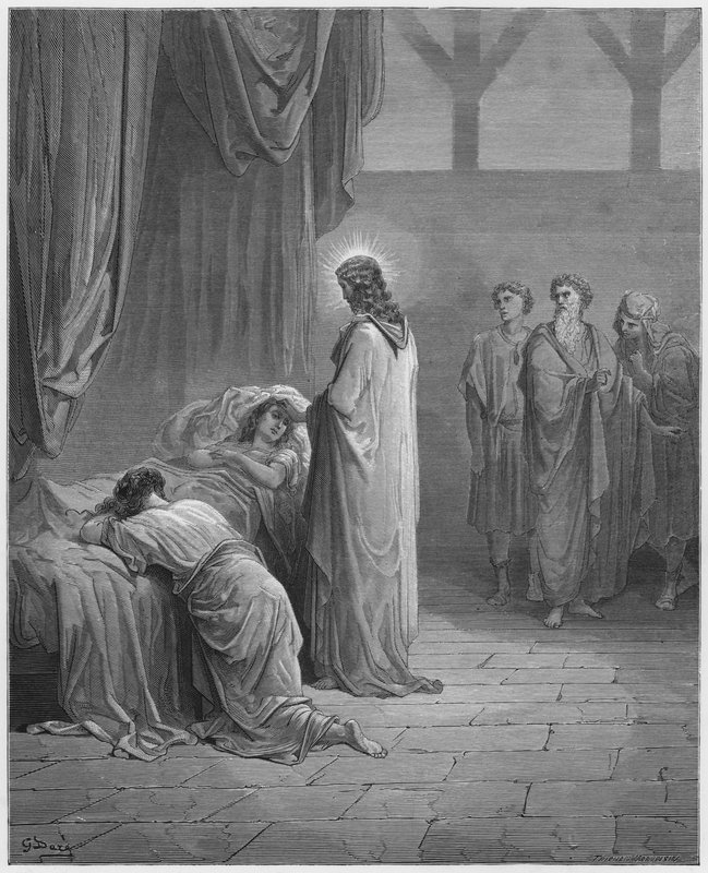 Gustave Dore Bible: Ježíš vzkřísil dceru Jairova od Gustave Dore
