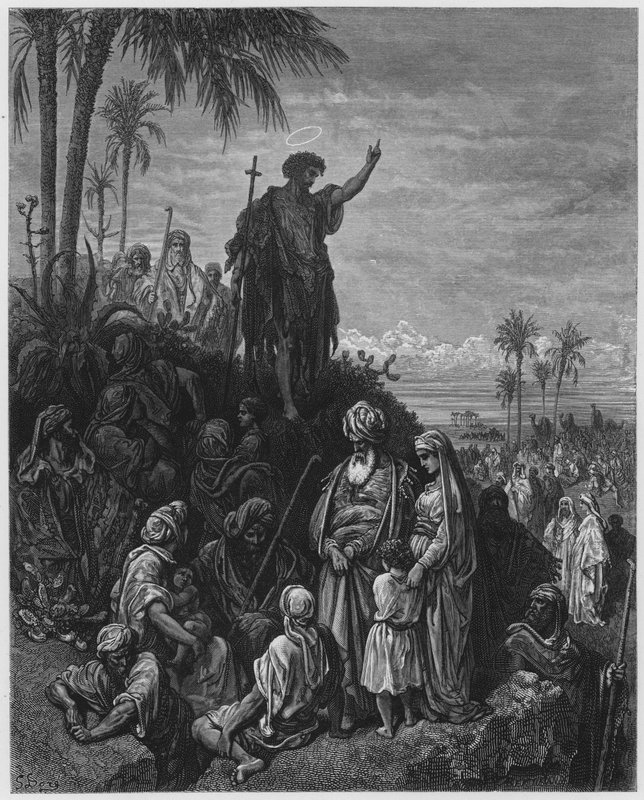 Bible Gustava Doreho: Jan Křtitel káže na poušti od Gustave Dore