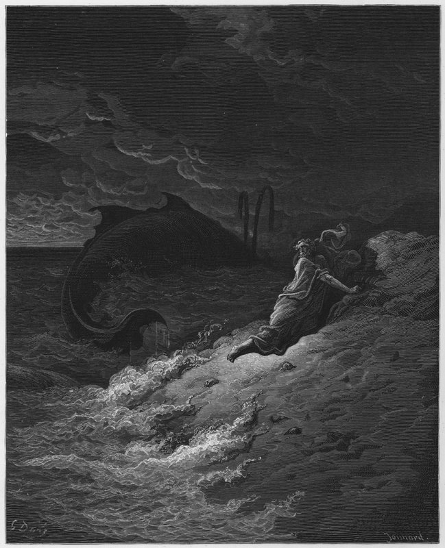 Gustave Dore Bible: Jonáš vyvržený velrybou od Gustave Dore