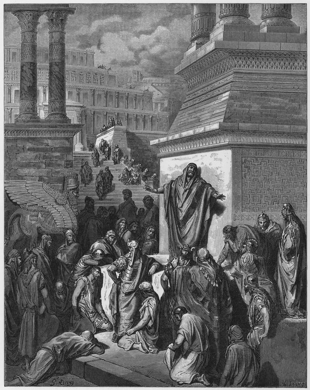 Gustave Dore Bible: Jonáš káže Ninivcům od Gustave Dore