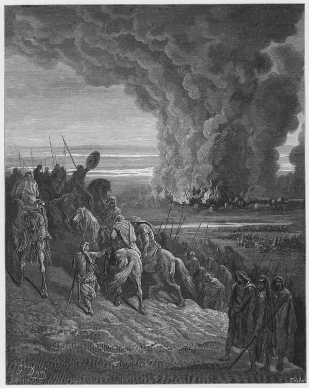 Gustave Dore Bible: Joshua odevzdává město Ai plamenům od Gustave Dore