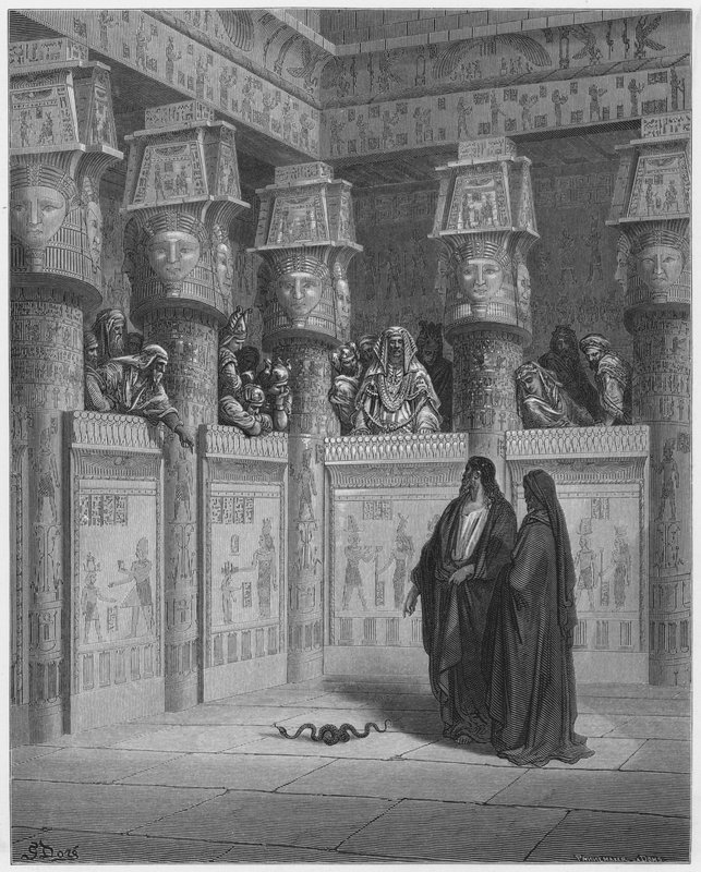 Gustave Dore Bible: Mojžíš a Áron před faraonem od Gustave Dore