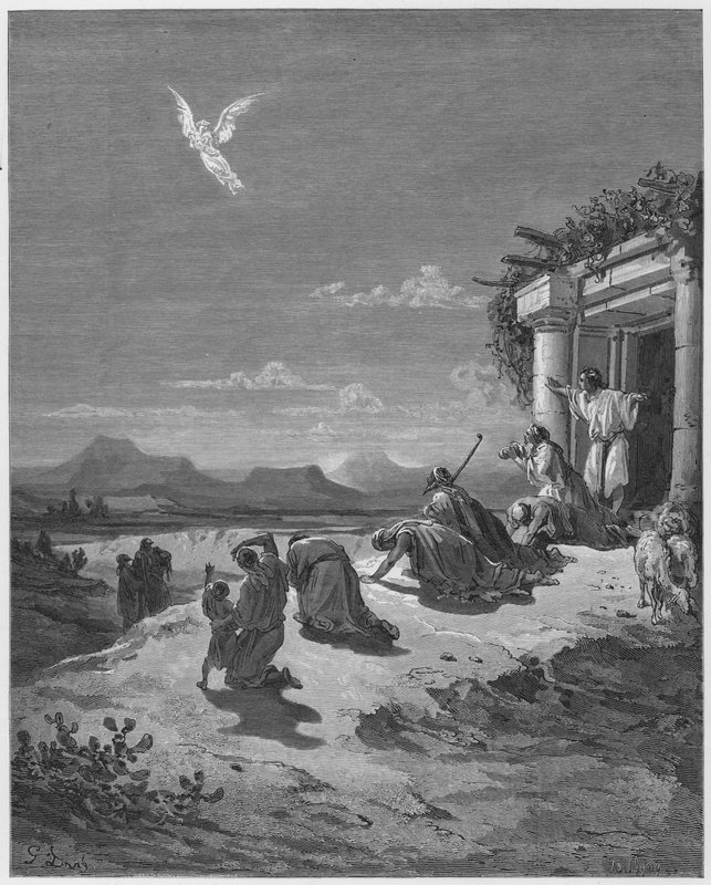 Gustave Dore Bible: Anděl Raphael a Tobitova rodina od Gustave Dore