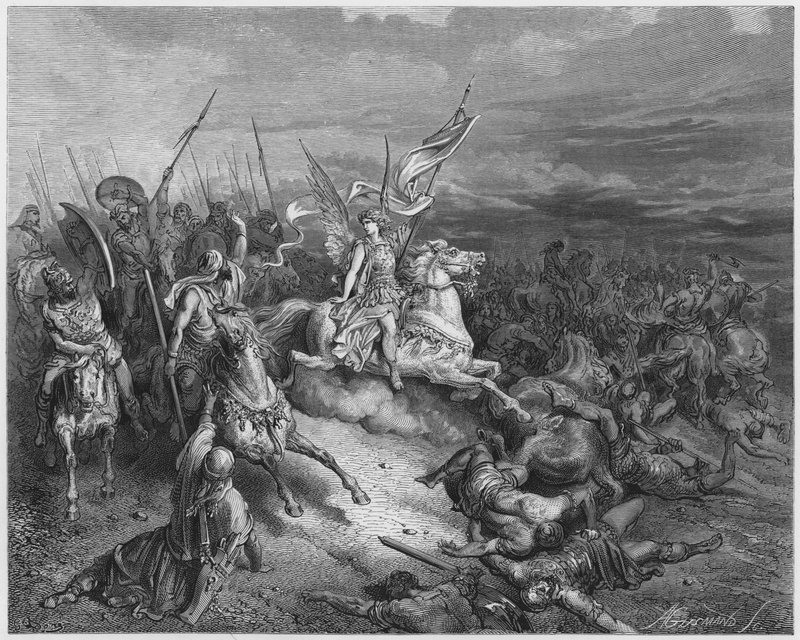 Gustave Dore Bible: Anděl seslaný, aby osvobodil Izrael od Gustave Dore