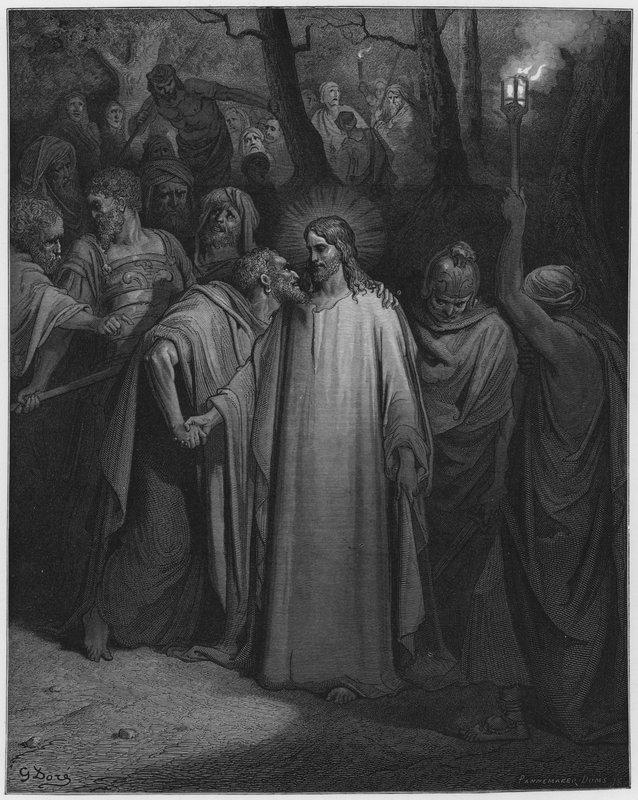 Gustave Dore Bible: Jidášův polibek od Gustave Dore