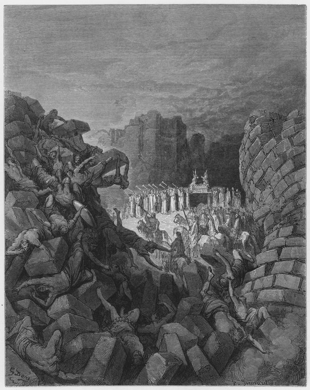 Gustave Dore Bible: Padající hradby Jericha od Gustave Dore