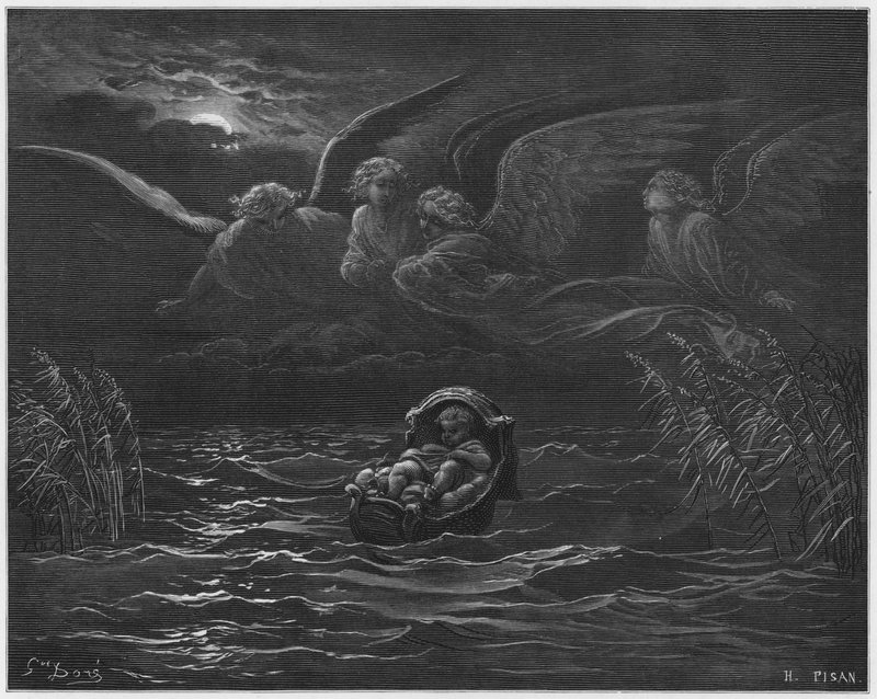 Gustave Dore Bible: Dítě Mojžíš na Nilu od Gustave Dore