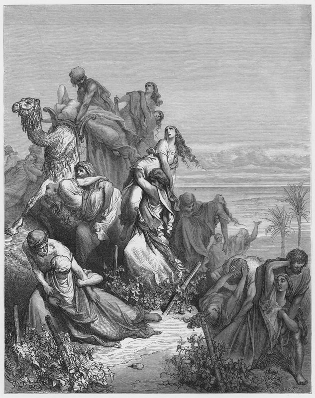 Gustave Dore Bible: Děti Benjamina odnášející panny Jabesh-Gilead od Gustave Dore