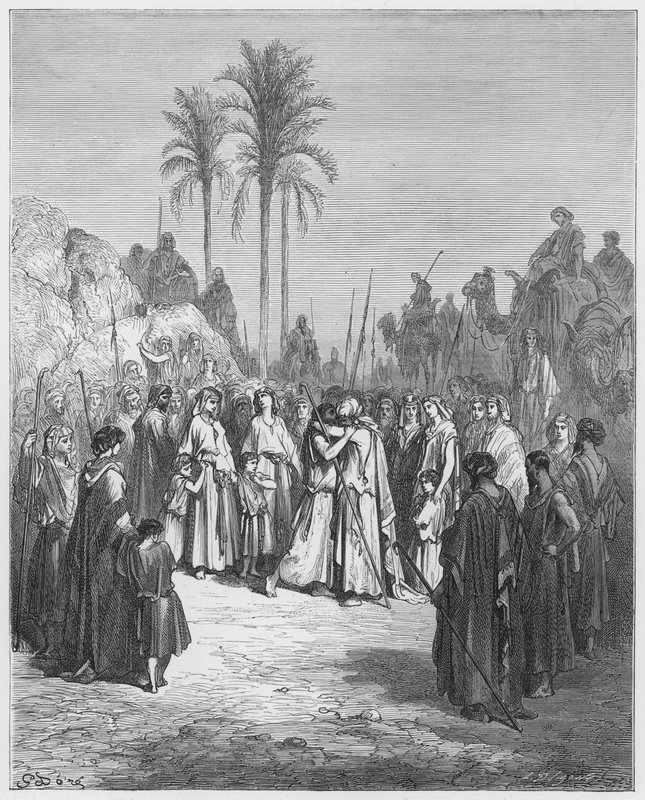 Gustave Dore Bible: Setkání Jákoba a Ezaua od Gustave Dore