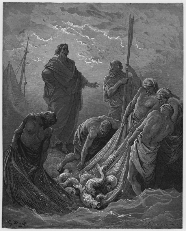 Gustave Dore Bible: Zázračný tah ryb od Gustave Dore