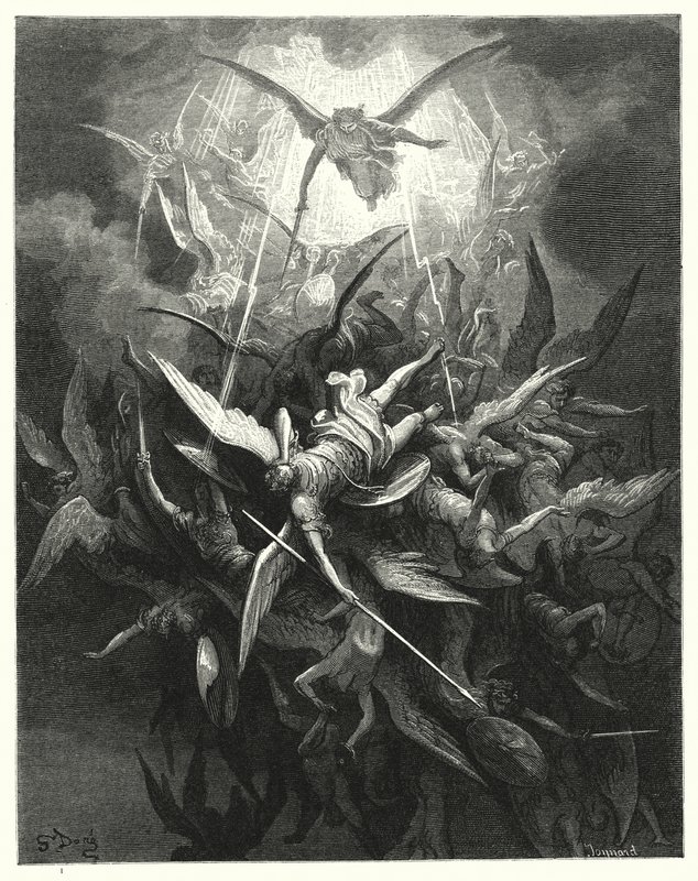 Ilustrace Gustave Dore pro Miltons Paradise Lost, kniha I, řádky 44, 45 od Gustave Dore