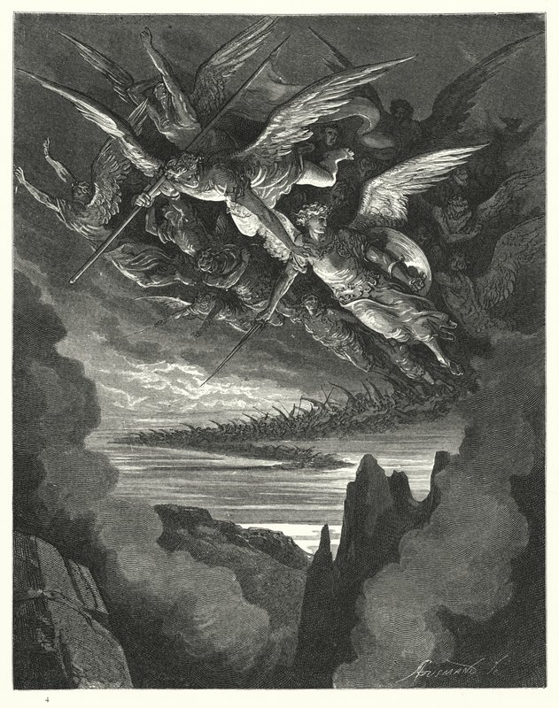 Ilustrace Gustave Dore pro Miltons Paradise Lost, kniha I, řádky 344, 345 od Gustave Dore